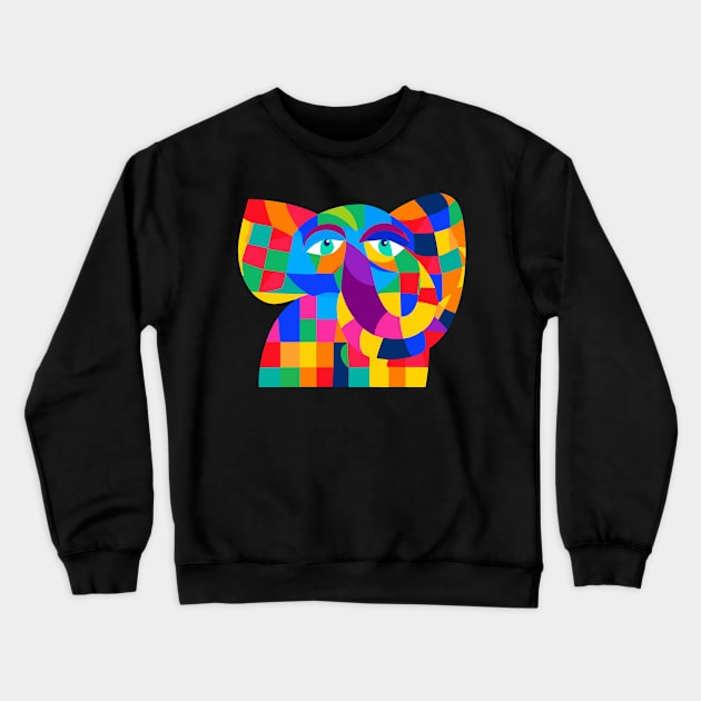 Little Elephant - Colorful Geometric Cute Animal Design Crewneck Sweatshirt by Mister Graphics